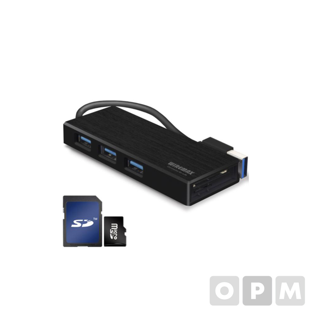 3포트 USB허브/카드리더기(US3C/블랙/WIREMAX)
